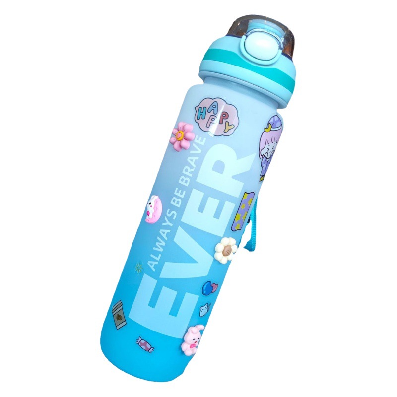 Color degradado de dos colores Internet celebridad taza de agua cuerda portátil botella de agua de paja de plástico al aire libre fitness deportes hervidor de agua 1000ml