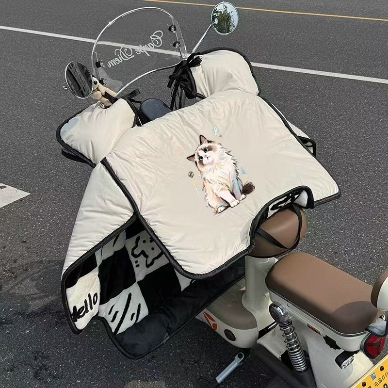 现货新款电动车挡风被冬季加绒加厚防风罩防水防风电瓶车挡风被|undefined