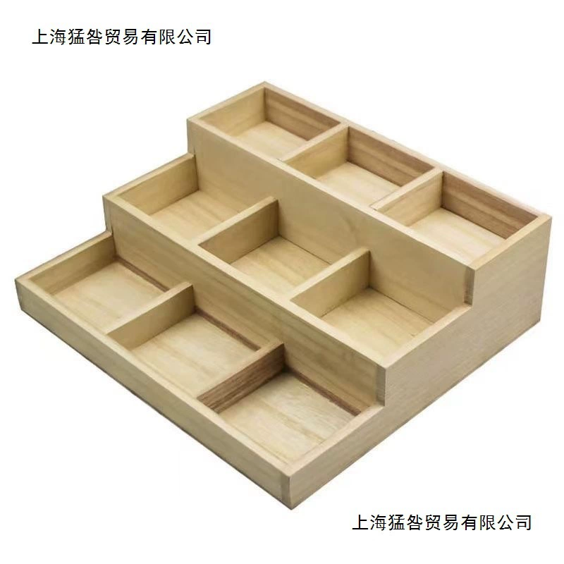 Многослойная витрина из цельного дерева, туалетный столик лестничного типа, косметические мелочи, игрушки, девятиквадратная сетка для хранения, настольное хранилище