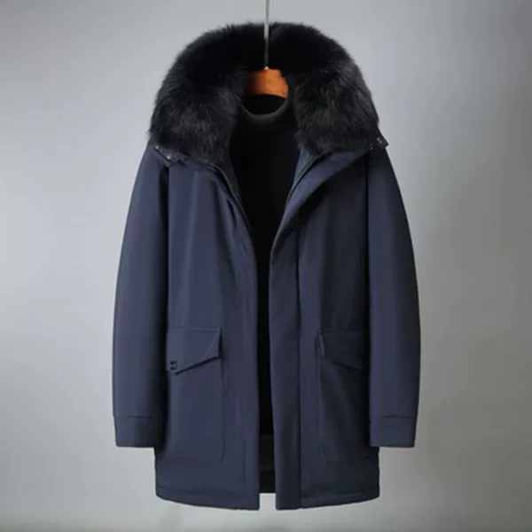Navy blue pass-through pocket
