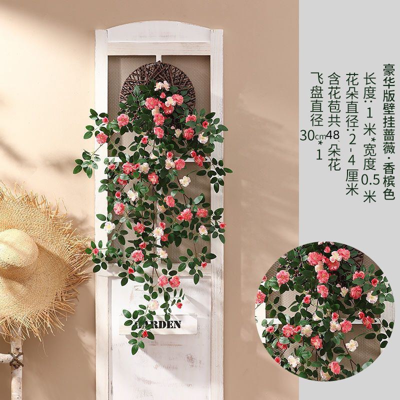 Rosa decoración verde colgante de pared colgante de pared de balcón decoración de pared tridimensional creativa