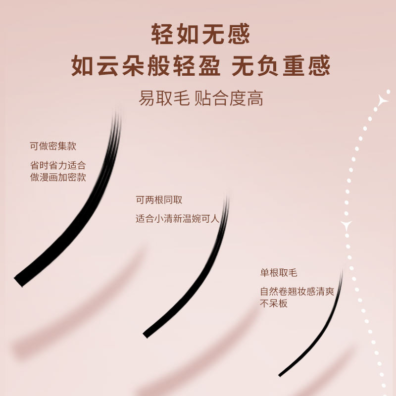 NAGARAKU0.20J doble señaló pelo plano inferior pestañas solo viento soplando mamá bebé curvado 567mm paquete mixto