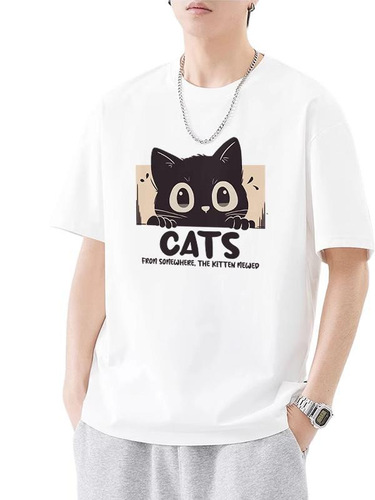 American retro fashion brand heavy cotton round collar short-sleeved T-shirt summer men's wear handsome all-match trend ins