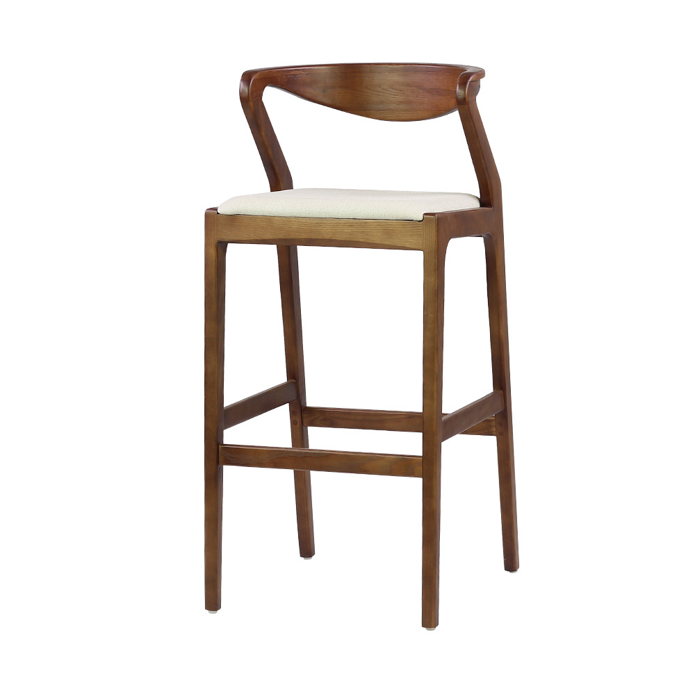 Casual Modern Solid Wood Bar Chair High Stool Designer Creative Fashion Bar Chair Island Nostalgic Retro Dining Chair