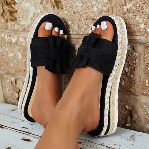 Women's Twist Knot Espadrille Platform Slippers