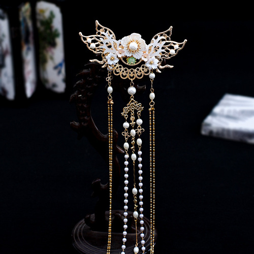 Ethnic Style Zhao Lusi's Hanfu Hair Accessories with Tassel Pigtails, Chignon Hairpin, Ancient Style Headwear Hairpins and Combs, Fashion Accessories