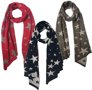 Factory Direct Supply Customized New Star Flower Pattern Double-Sided Jacquard Wool Blended Knitted Scarf Women's Winter Scarf
