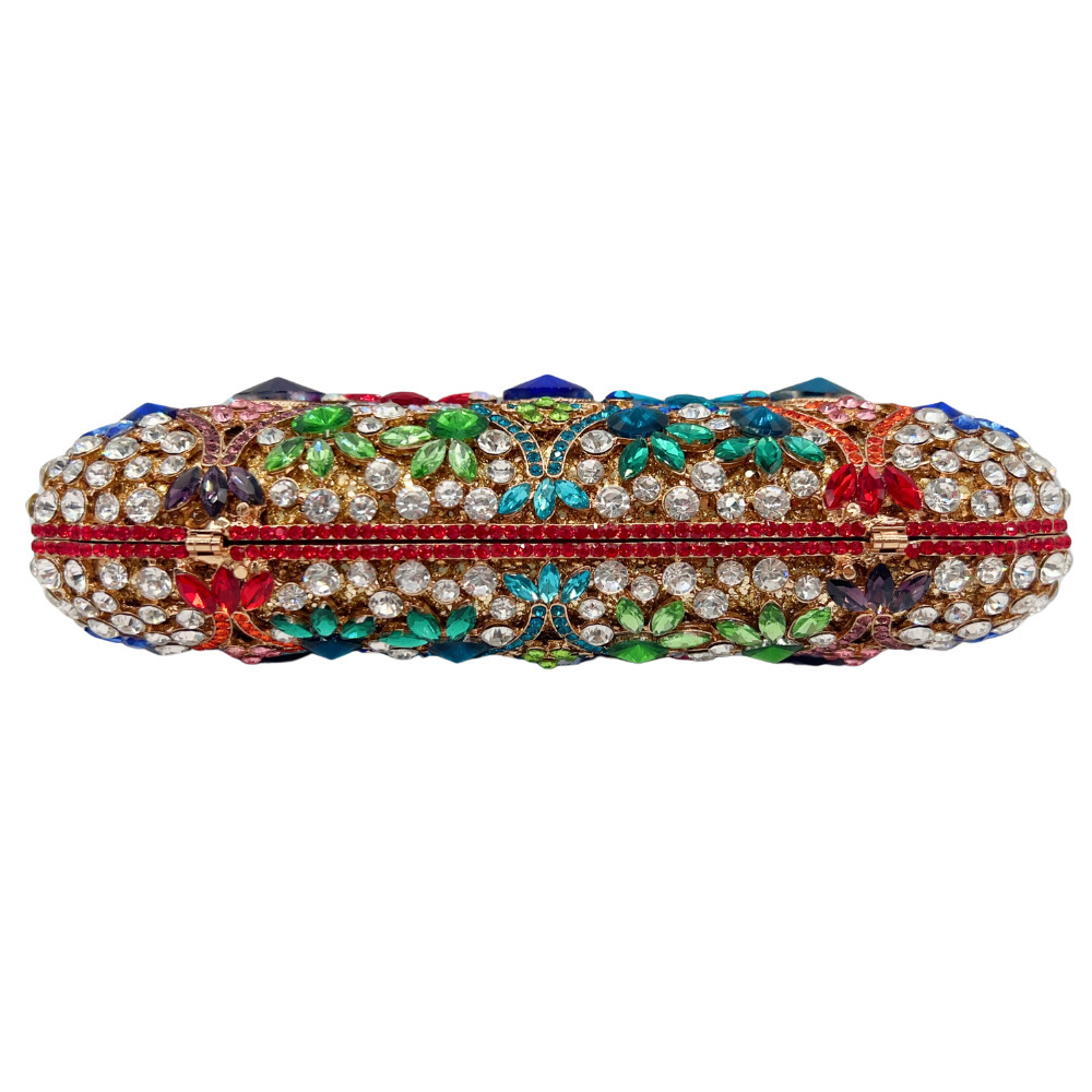 Bolsa de piedra nueva bolsa de cena con diamantes huecos, vestido de lujo ligero, bolso de diamantes de color, bolso de mano para mujeres