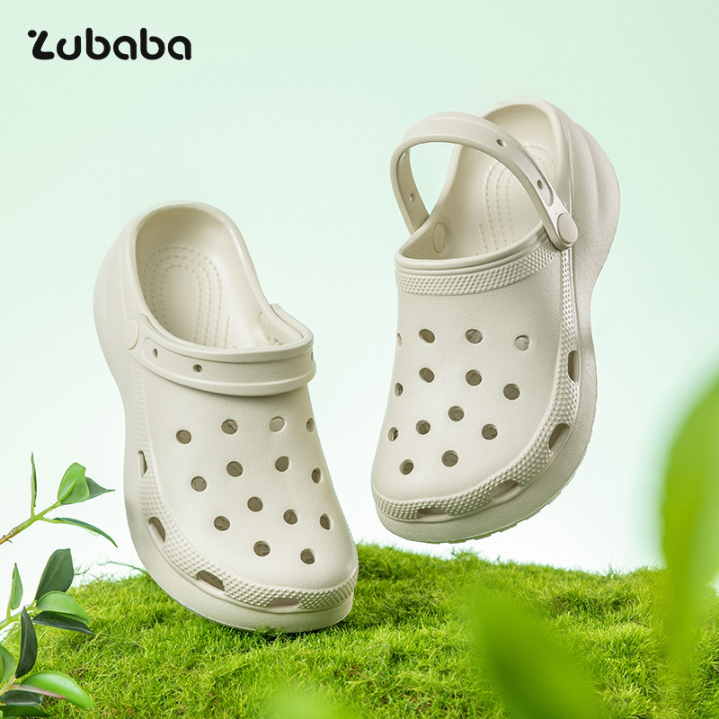 Parent-Child Croc Shoes Women's Summer Couple Outerwear Baotou Slippers Thick-Soled Sandals Medium and Large Children's Garden Shoes Beach Shoes Customized