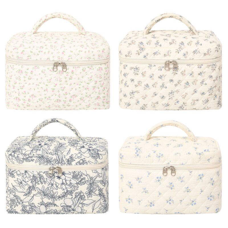 Cross-Border Popular Satchel Cosmetic Bag Large Capacity Quilted Small Floral Cotton Cosmetics Bag Outdoor Travel Ins Bag Cross-Border Popular Satchel Cosmetic Bag Large Capacity Quilted Small Floral Cotton Cosmetics Bag Outdoor Travel Ins Bag