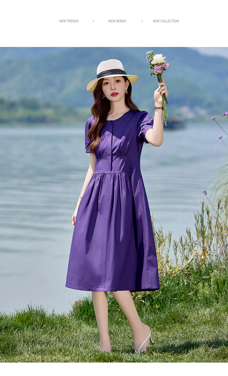Đầm maxi nữ thắt eo dáng dài mùa hè 2025 cao cấp NI505 — Màu xanh navy, Màu tím chi tiết 20