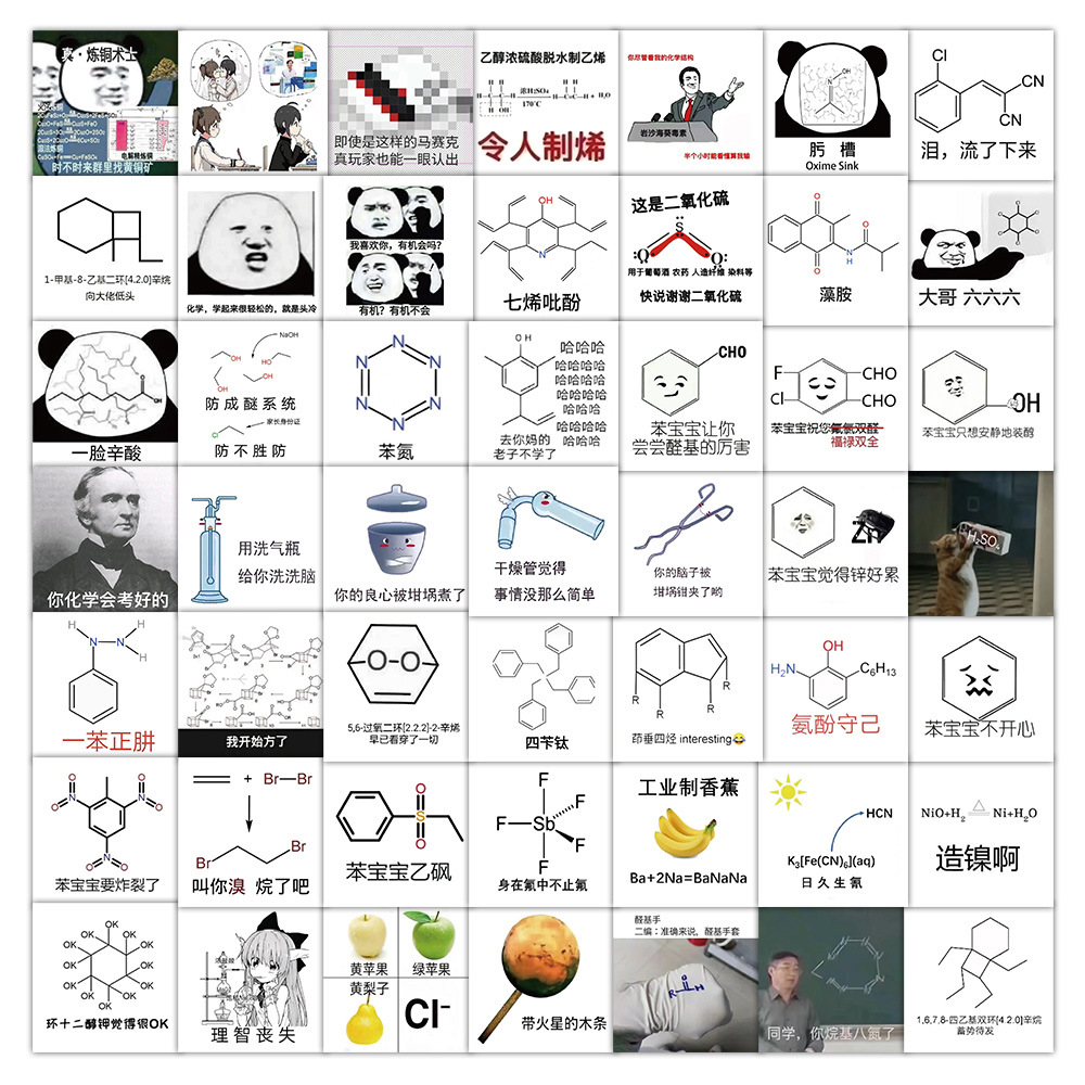 60 chemical expression bag cartoon stickers decorative luggage car notebook water cup material stickers wholesale