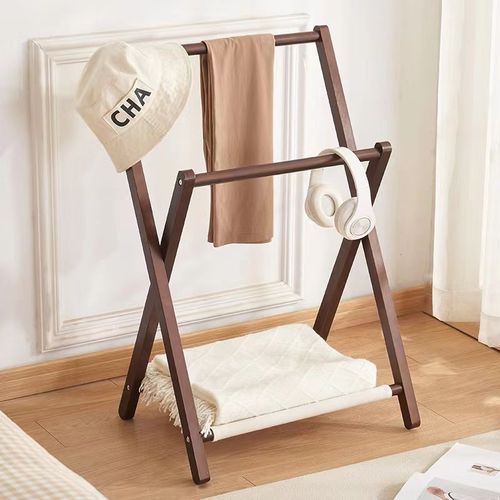 Bedroom night sleep clothing storage hanger home bedside hat rack Nordic floor-standing solid wood hanger