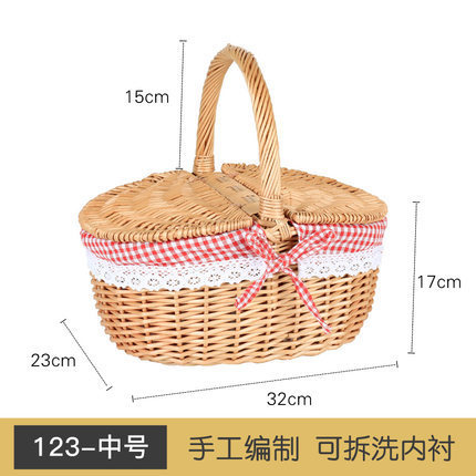 Mimbre ratán bambú hierba tejida cesta de verduras canasta de almacenamiento portátil huevo fruta cesta de regalo pastoral de gran tamaño pequeño cesta de picnic