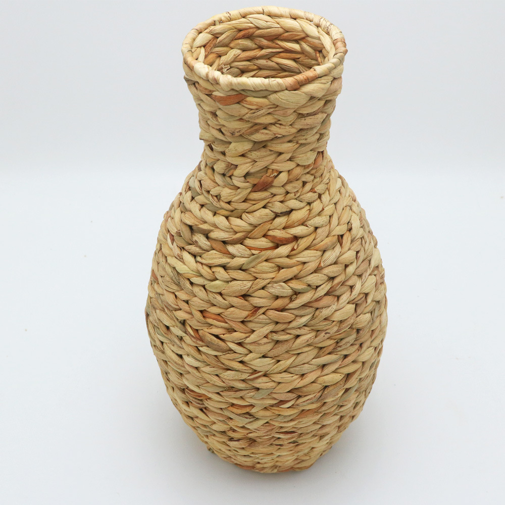 Jarrón decorativo tejido de paja de cesta de flores tejidas a mano Fábrica personalizada flor seca flor tejida florero