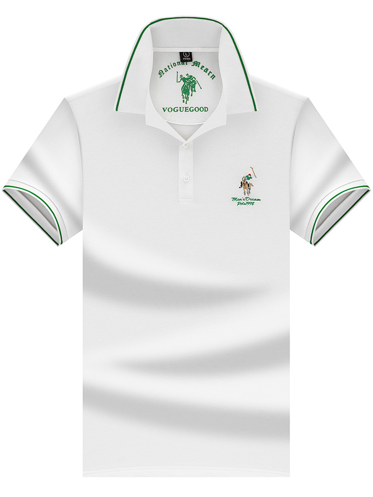Дышащая классическая мужская летняя футболка polo, свободный крой, с вышивкой
