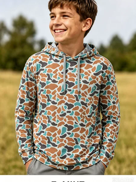 2026 Cross-Border Children's Sun Protection Shirt with Hood, Camouflage, Multi-Color. Directly Approved from the Source Factory