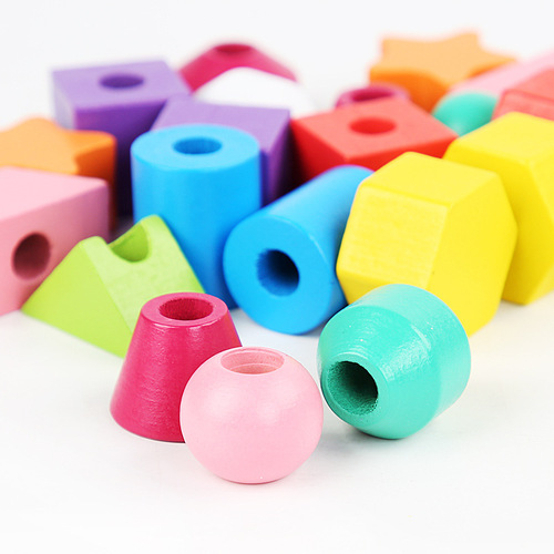 Wooden children's educational beads five sets of columns color intelligence color classification enlightenment young children shape perception building block toys