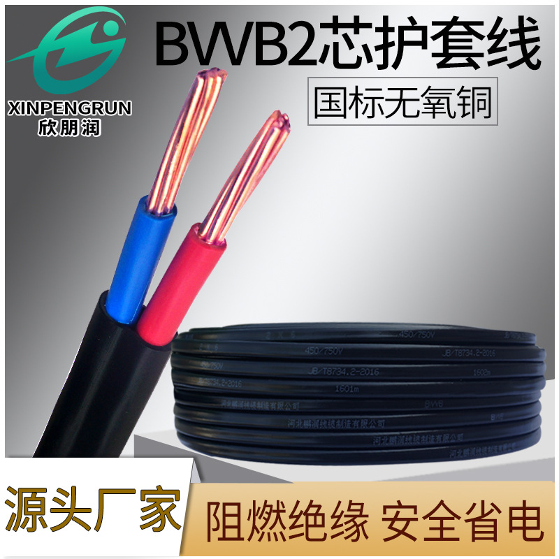 无氧铜芯电线2*10平方BVVB平行护套线室外架空家用双芯铜芯电缆线