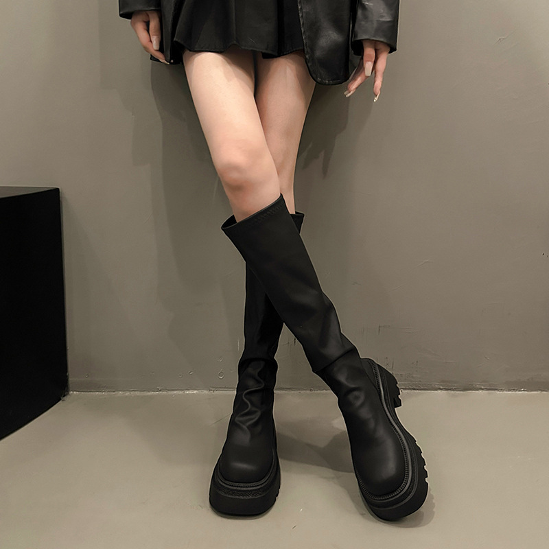 长靴女2025秋冬新款厚底高筒显瘦堆堆靴小个子瘦瘦靴子长筒骑士靴|undefined