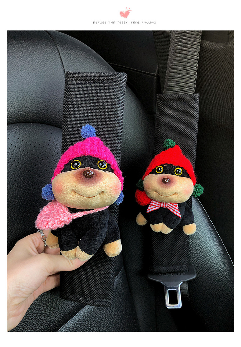 Bee Dog Car Seat Belt Shoulder Cover Clothing Anti-Wear Cover Pair of High-End Car Dolls Car Interior Decoration for Women