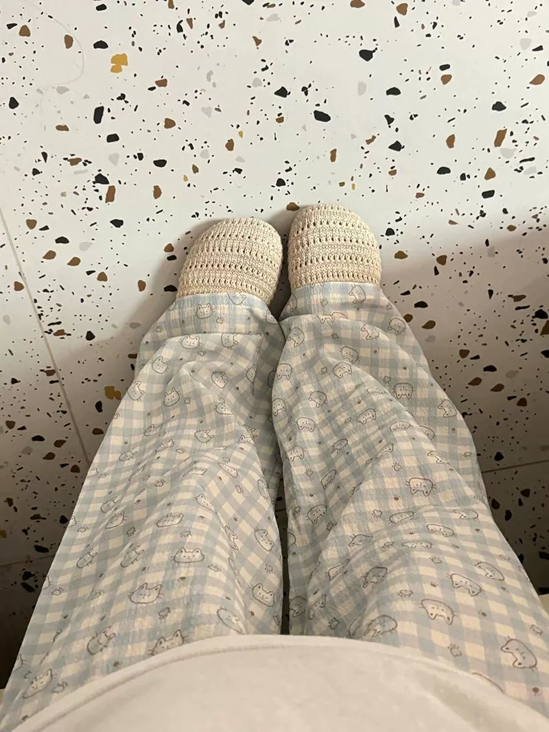 Детские demi-season брюки oversize, облачная хлопковая ткань, милый мультяшный принт для младших школьников