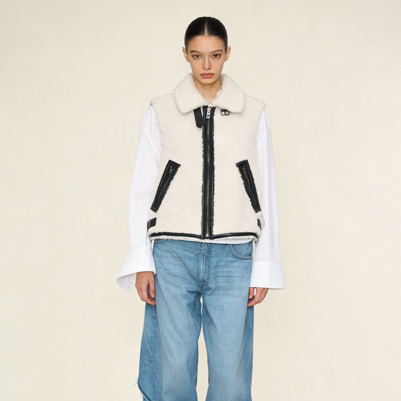 [Clearance] Australian Wool Knitted Vest with Sheepskin and Cashmere Short Vest for Women, Spring and Autumn
