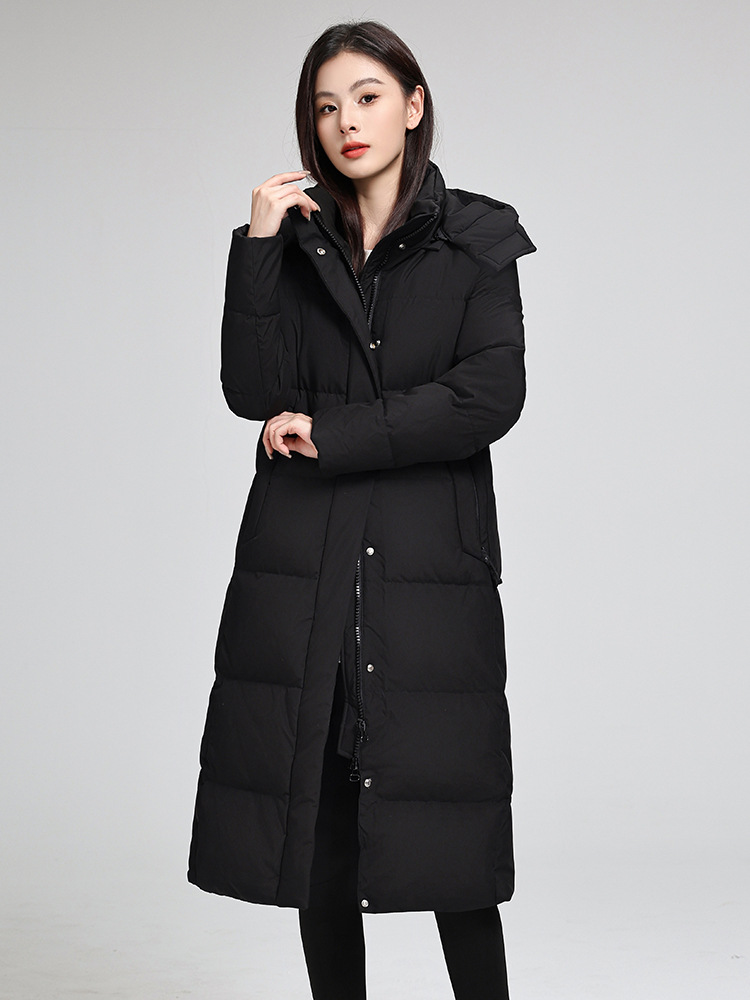 レディースダウンジャケット ロング丈 2025年冬新作 厚手 暖かい ダックダウン 女性用コート おしゃれ シンプル カレッジスタイル
