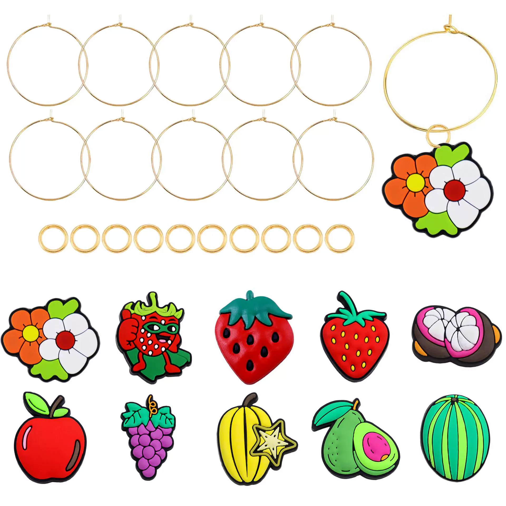 Наклейки Shein серии «Фрукты», подвески для бокалов из сплава, украшения для вечеринок