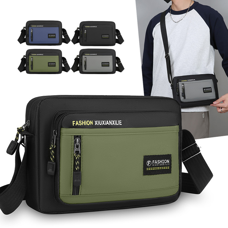 New Outdoor Men's Bag, Single Shoulder Crossbody Bag, Multi-Functional, Large Capacity, Portable, Customized, Sporty, Casual Small Square Bag