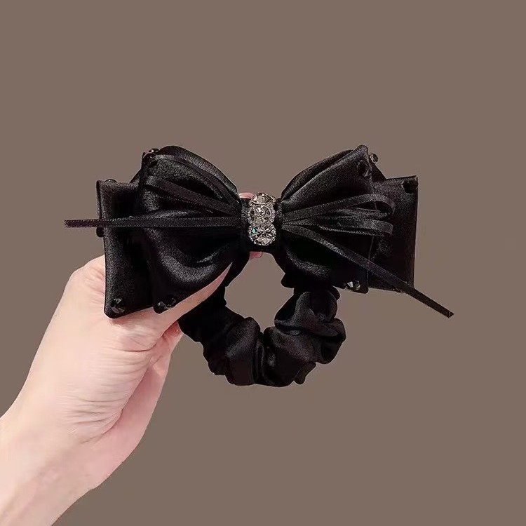 Daily Elegant And Luxurious Satin Fabric Large Bow Hair Tie For Ponytails_voghion.com