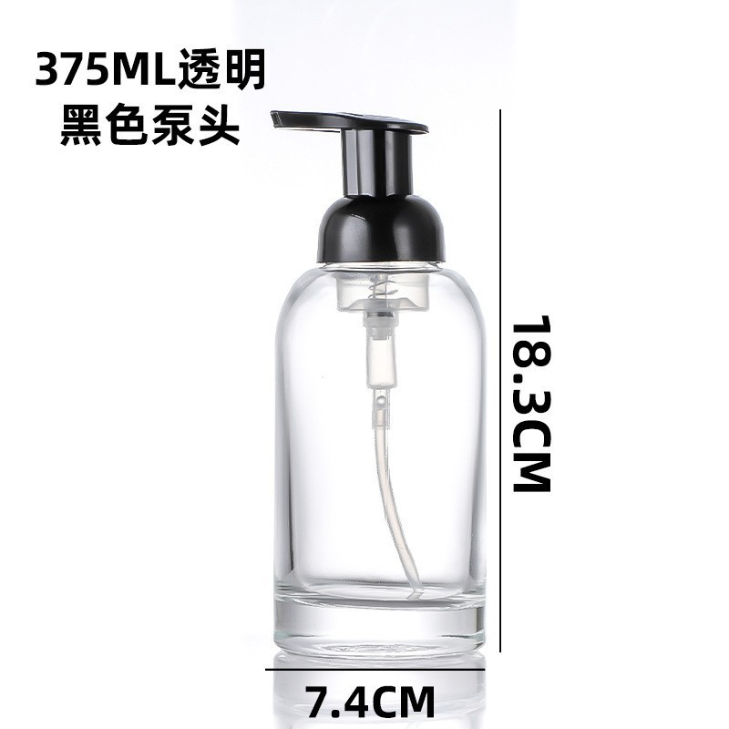 Venta al por mayor 375ml mousse espuma botella 250ml desinfectante de manos botella de espuma tipo de prensa de vidrio sub-botella burbujeador