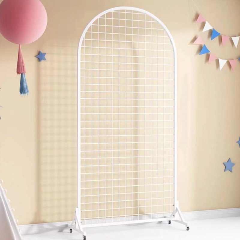 圆形立式网格幼儿园作品展会展示架铁网格移动饰品画展婚庆饰品架
