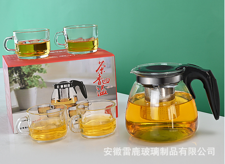 玻璃泡茶壶家用五件套大容量过滤茶具现货批发花茶壶玻璃茶具套装详情2