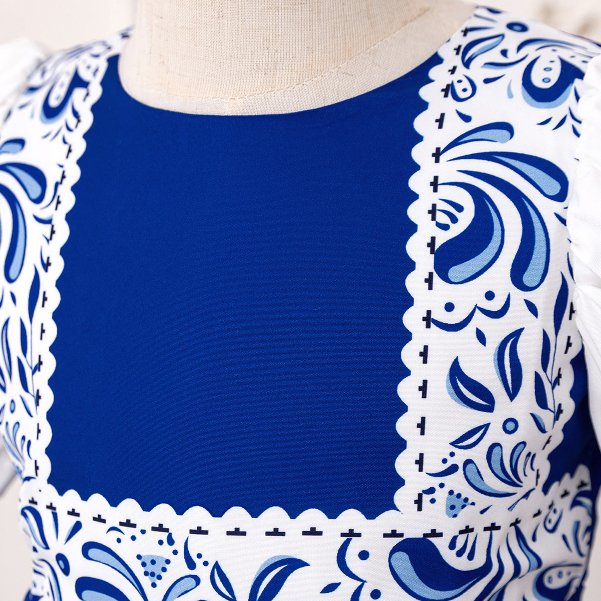 Vestido estilo túnica transfronterizo de nuevo estilo para niñas, vestido estampado con mangas abullonadas, vestido largo con cuello redondo, vestido túnica infantil. image 4