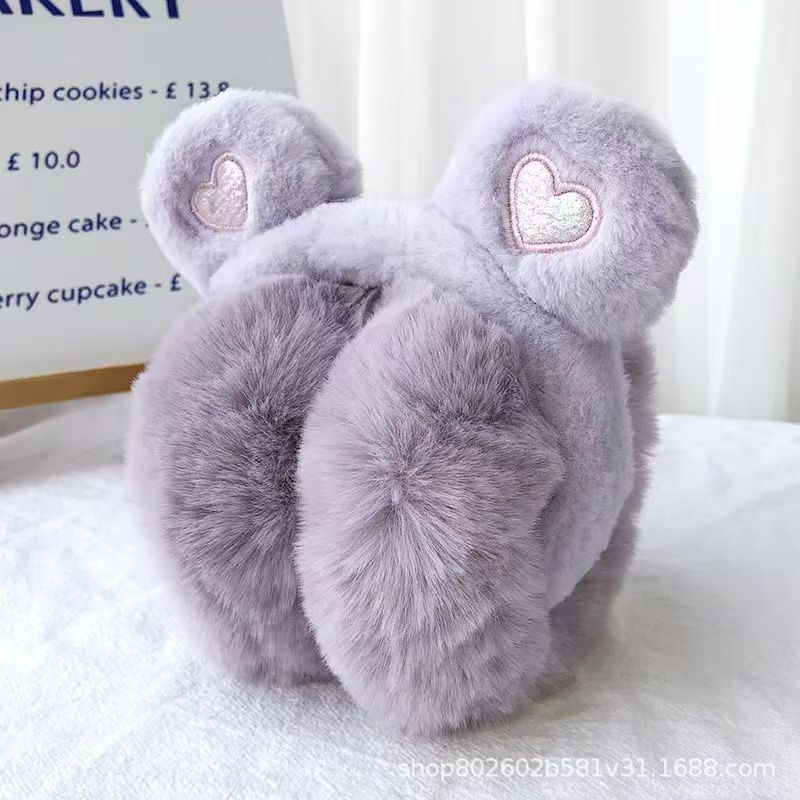 New Korean Style Bear Ears Foldable Earmuffs for Women Winter Warm Students Cute Cartoon Plush Windproof Ear Warmers