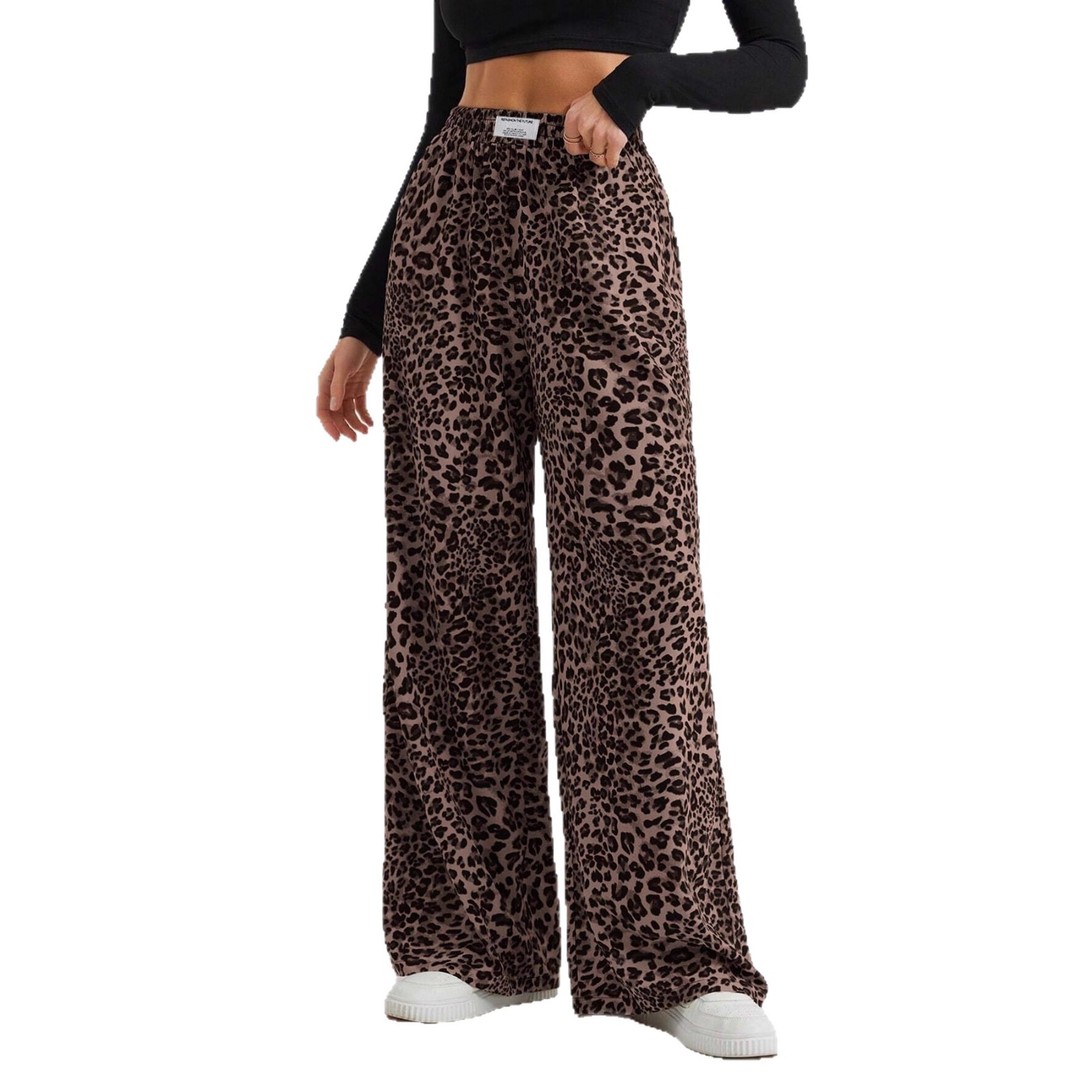European American Autumn And Winter New Cross-border Bestseller Leopard Print Woven Women's Wide-leg Elastic_voghion.com