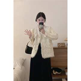 秋冬季大码小香风毛衣外套法式领针织衫开衫宽松遮肉百搭上衣女