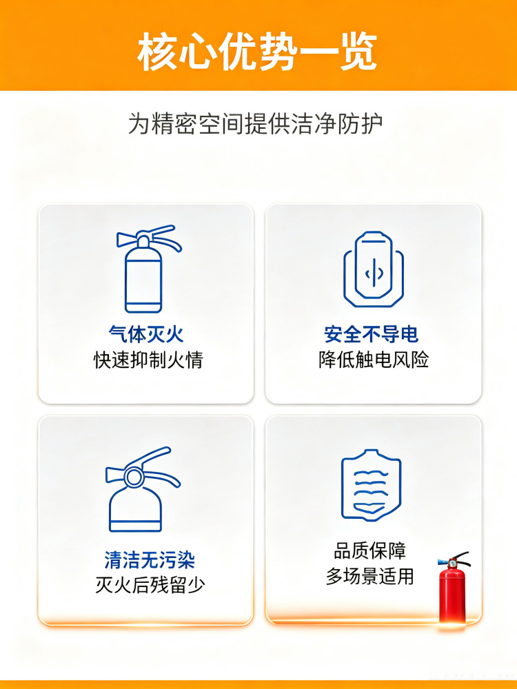 Hanging hexafluoropropane fire extinguisher 2kg 3kg 4kg 6kg 8kg for server rooms, portable ultra-clean gas automatic