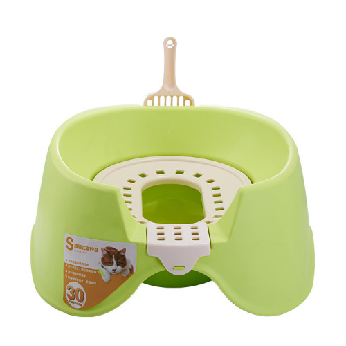 Cat squatting toilet litter box semi-enclosed open cat toilet anti-splash with cat litter scoop