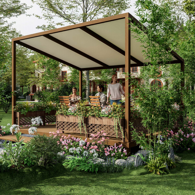 Jardín de aleación de aluminio eléctrico inteligente volteo persiana pérgola de estilo europeo simple ocio parasol moderno a prueba de lluvia