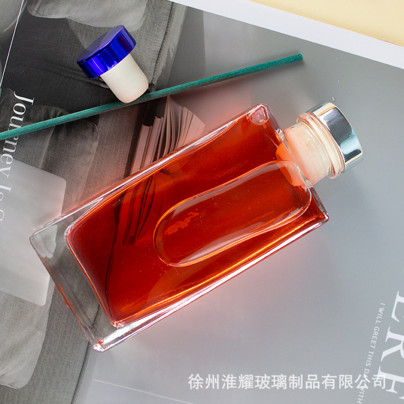 扁長方香薰瓶100ml150ml卡口揮發瓶無火藤條家用除臭酒店除味空瓶