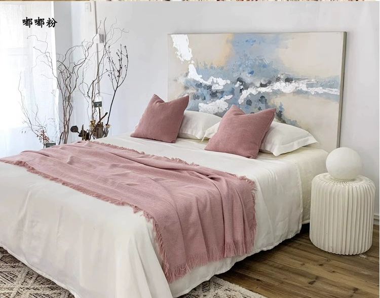Однотонное мешковинное полотенце в стиле дзен для B&B/гостиницы, однотонный флаг для кровати, простое постельное покрывало для мини-гостиницы, американское постельное покрывало, J-полотенце