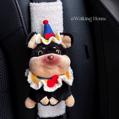 Car Seat Belt Shoulder Cover Seat belt shoulder pad - bee-dog-white-teddy-velvet-shoulder-cover-1-piece