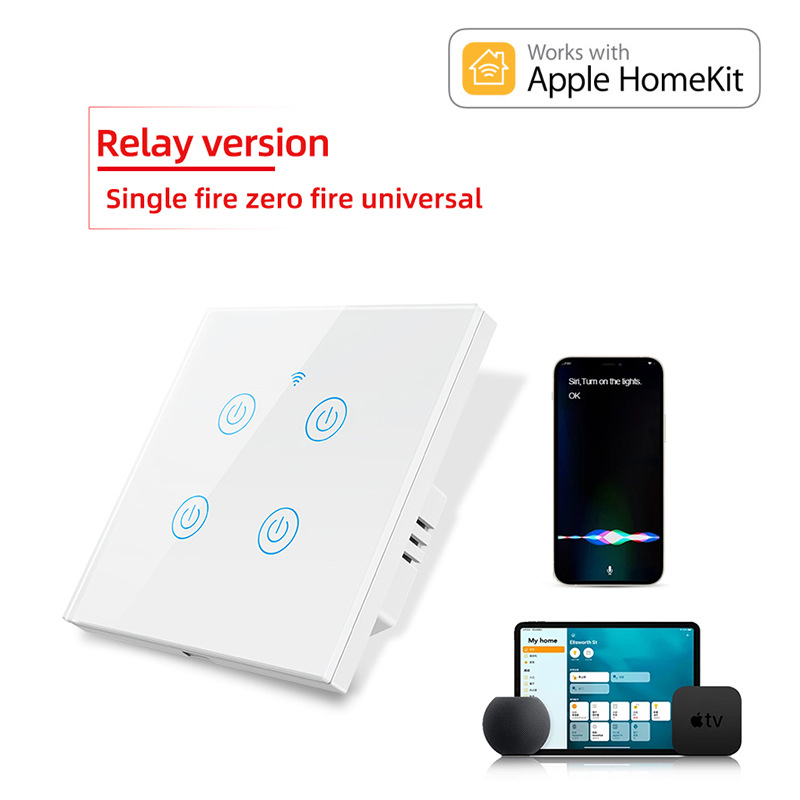 Homekit单火零火WiFi智能触摸墙壁直连开关Siri语音控制 欧规86型