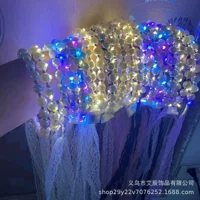 Ободок жемчужный с LED-подсветкой, кружевные ленты, мигающие огни, 0,03 кг
