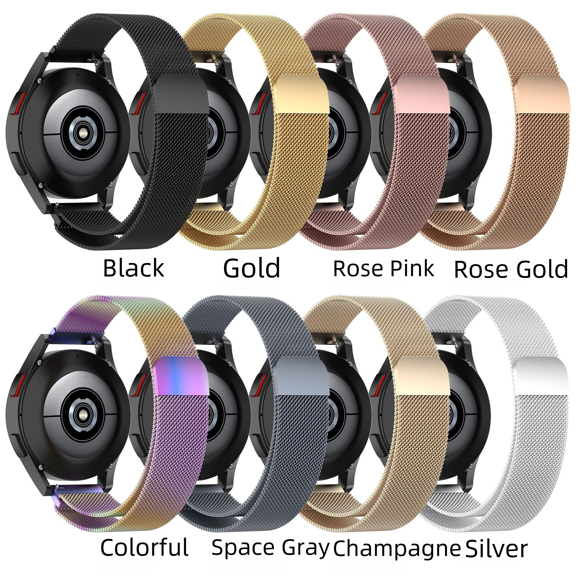 適用三星galaxy watch5/4不鏽鋼米蘭腕帶三星watch6/5pro磁吸錶帶