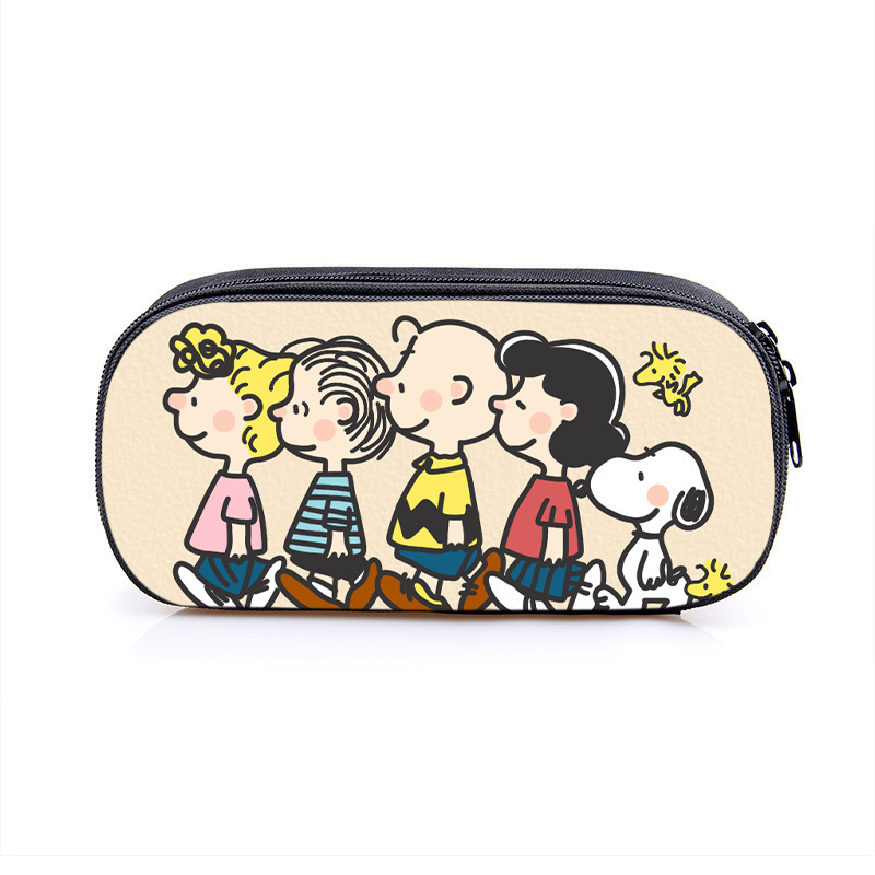 Nuevo Snoopy transfronterizo bolsas de lápiz de gran capacidad creativas caja de papelería de dibujos animados de alto valor de la cara caja de lápiz para estudiantes de primaria