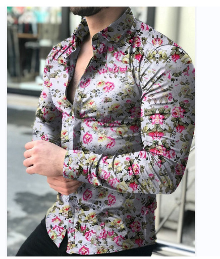 Men's Ditsy Floral Blouse Men's Clothing display picture 2