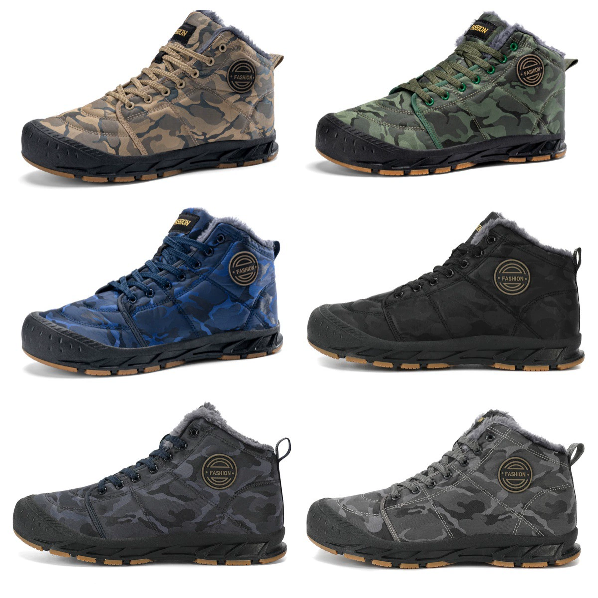 Зимний камуфляж теплая и бархатная походная обувь на открытом воздухе для бездорожья спортивная обувь большого размера снегоступы повседневные хлопчатобумажные сапоги